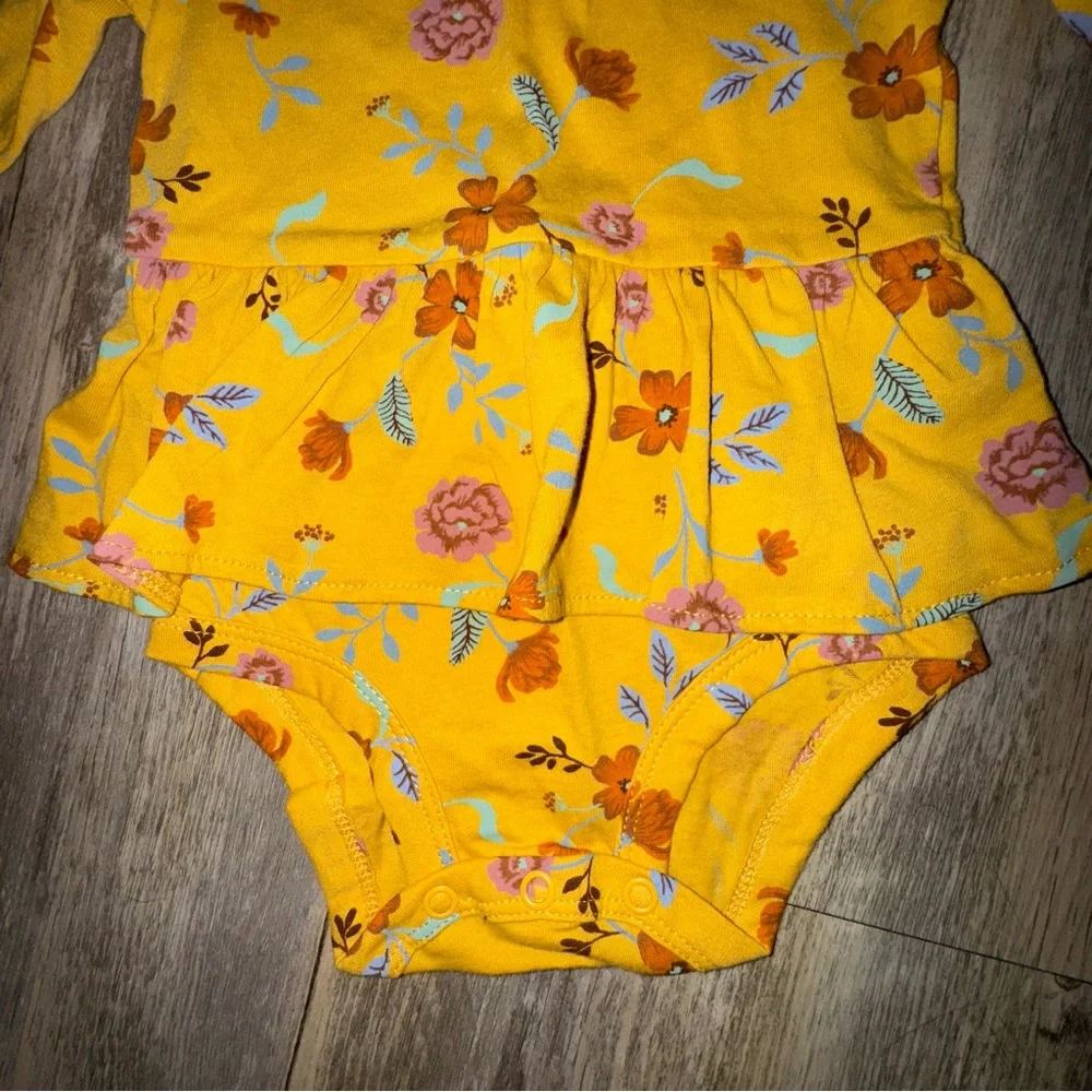 Carter's Yellow Floral Long Sleeve Bodysuit